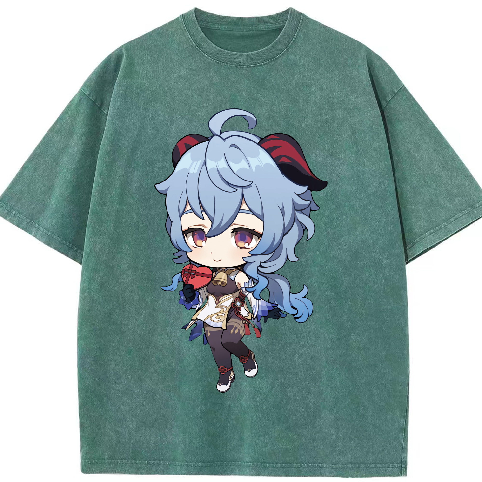 げんし神 甘雨 かんう genshin Ganyu 綿100% ヴィンテージ風 半袖Tシャツ（フロントプリント）